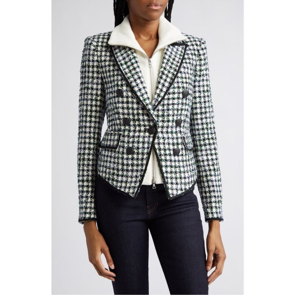 Veronica Beard Dickey Black and White And Multicolor Checker Blazer Size 10